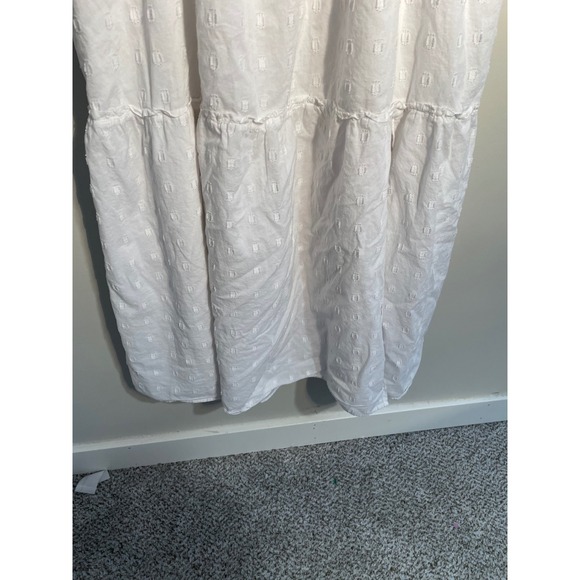 American Eagle White Eyelet Open Back Tiered Cotton Midi Dress Size Large Bridal - Picture 5 of 12